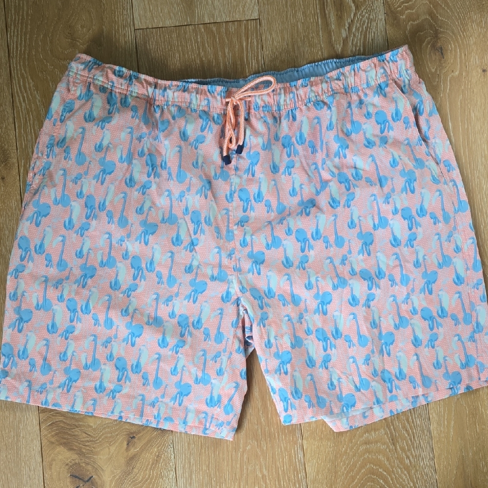 Peter Millar Pink and Blue Swim Trunks with Elastic Waistband